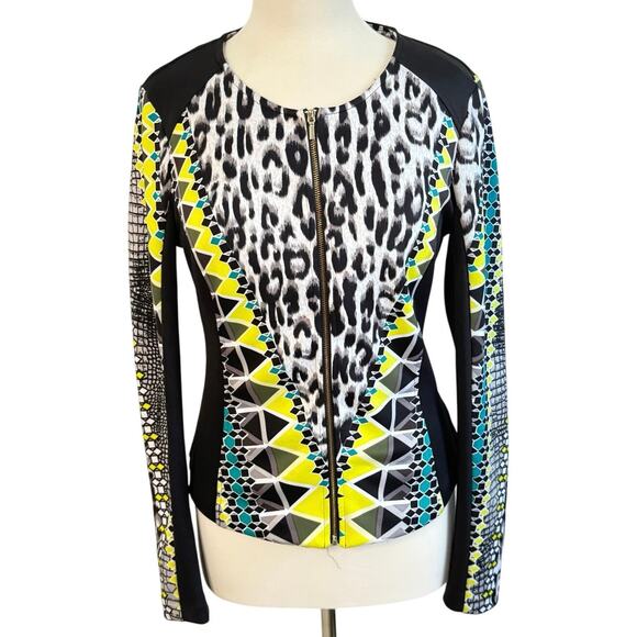 bebe Jackets & Blazers - Bebe Athletic Jacket Sz Med Geo Leopard Print Warm Up